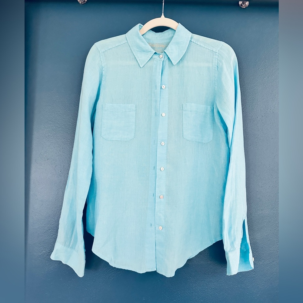 Lilly Pulitzer Blue Button Down Shirt Lightweight Classic